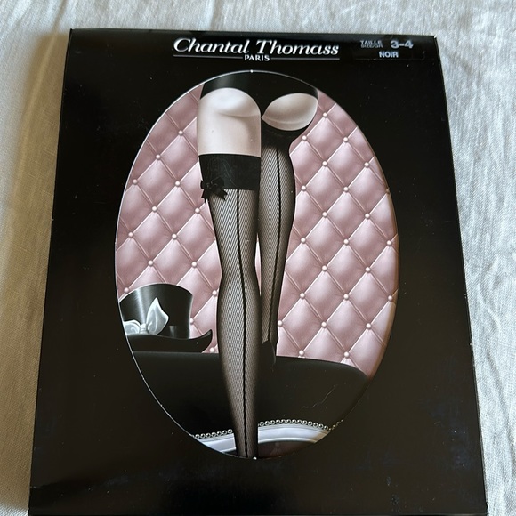 CHANTAL THOMASS HOSIERY NWT FISHNET STAY UPS SIZE 3-4, BLACK - Picture 1 of 3